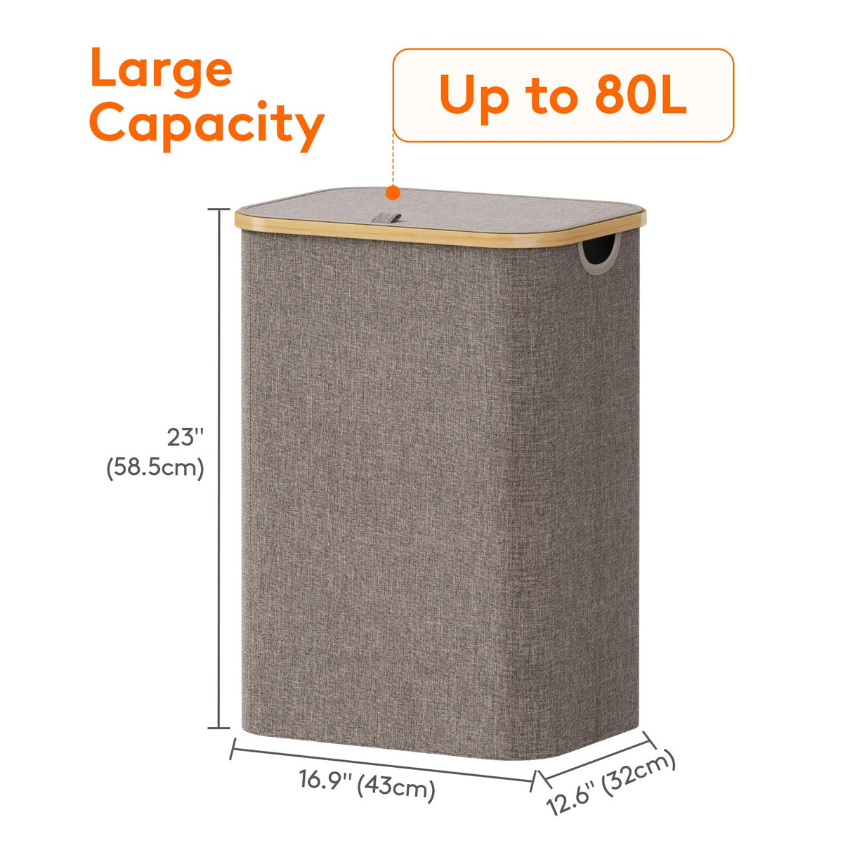 Lifewit 105L Large Laundry Basket with Lid, Removable Bags, Beige