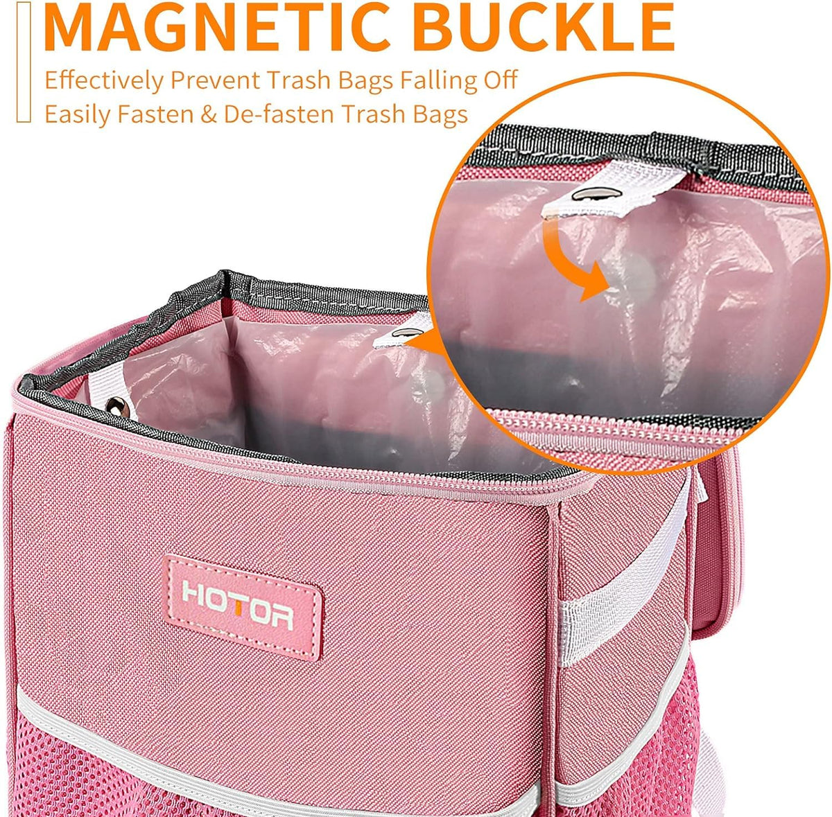 HOTOR Car Trash Can, Leakproof Car Organizer, 2-Gallon, Brown