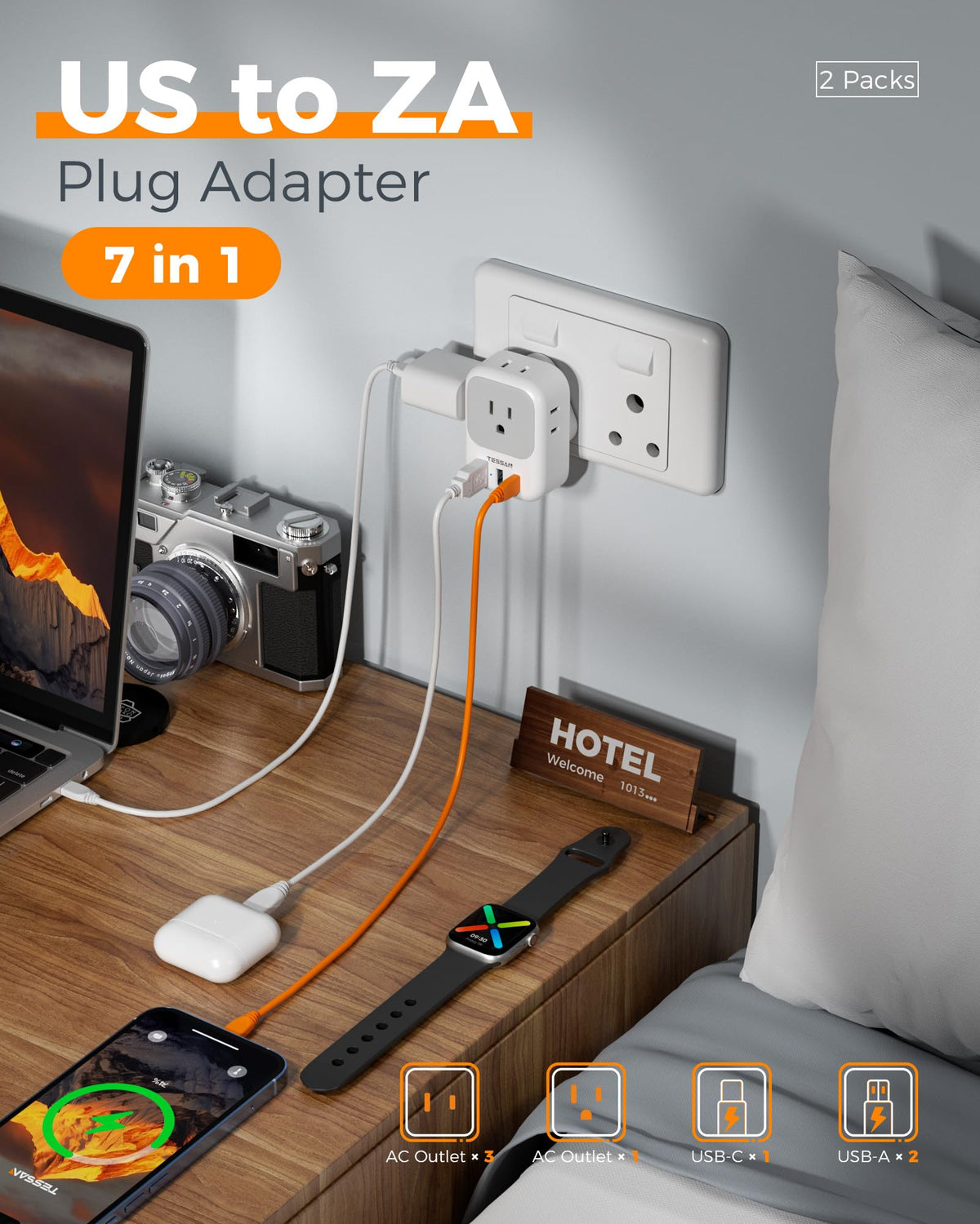 TESSAN European Travel Plug Adapter 2 Pack, Type C Plug
