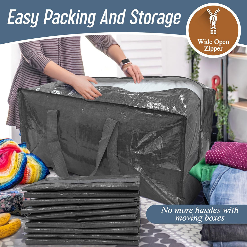 6 Pack Extra Heavy Duty Large Moving Bags with Strong Zipper, Dark Blue