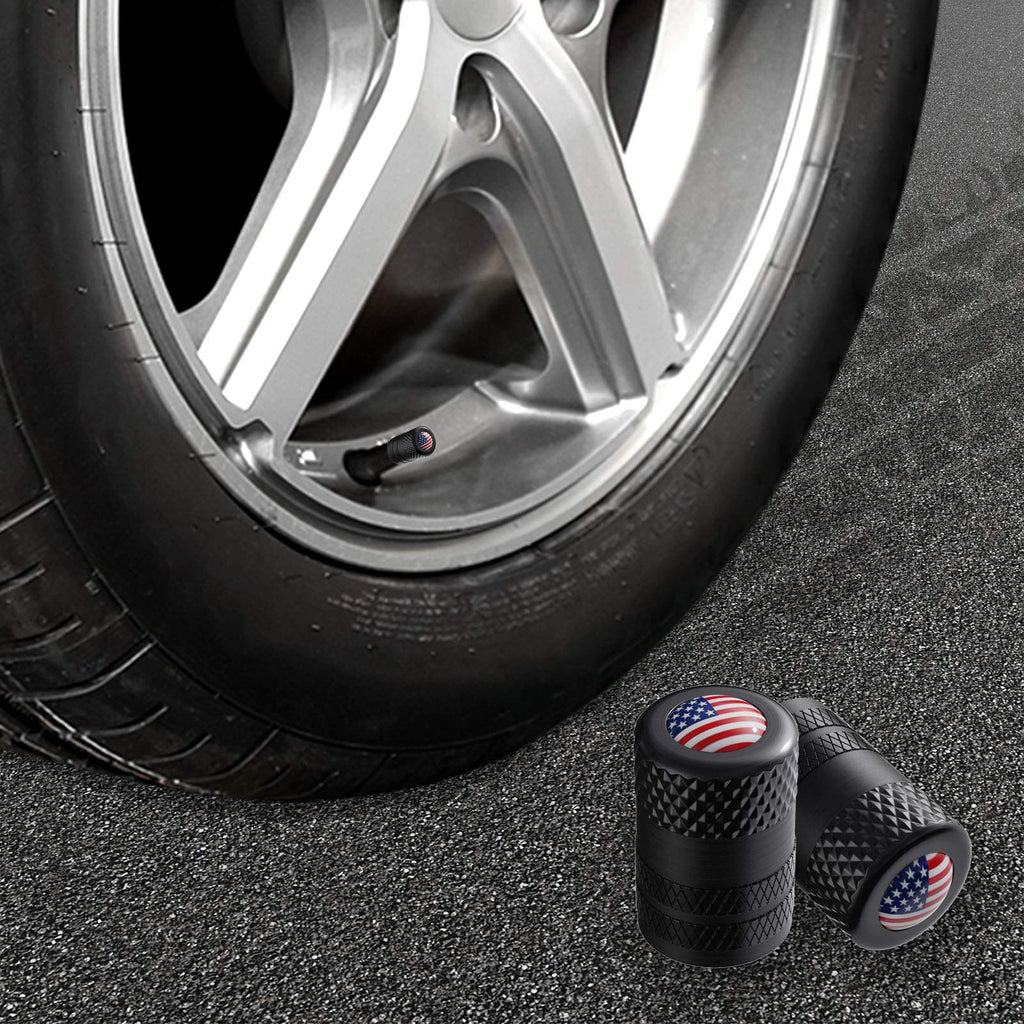 CKAuto Tire Valve Stem Caps, Aluminum Black, 4 pcs/Pack