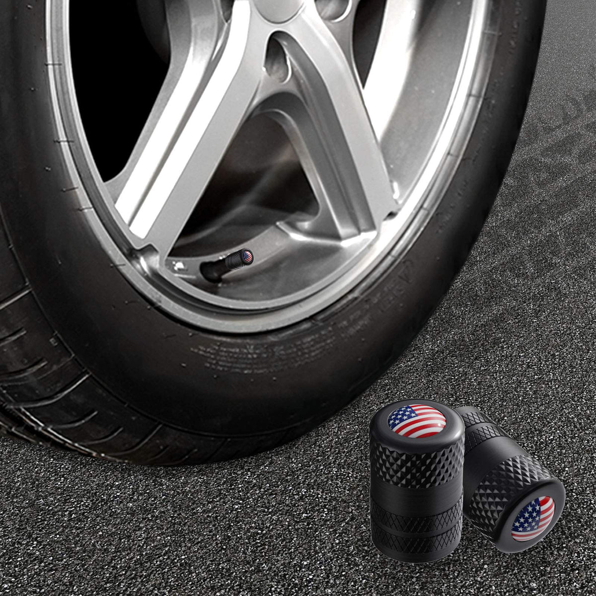 CKAuto Tire Valve Stem Caps, Aluminum Black, 4 pcs/Pack