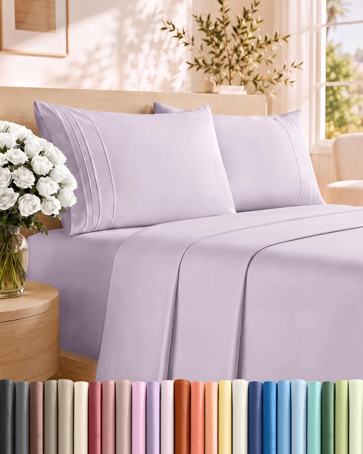 Twin Size 3 Piece Sheet Set - Comfy Breathable & Cooling Sheets - White
