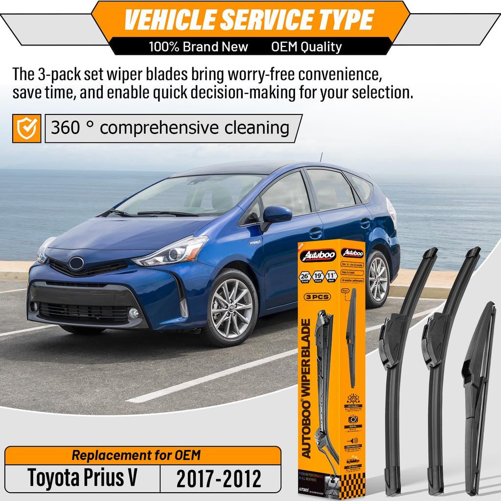 AUTOBOO Windshield Wiper Blade Replacement for Toyota RAV4 Mazda 5
