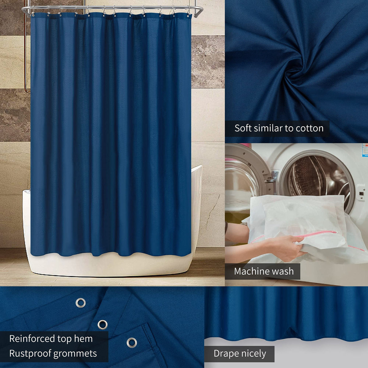 ALYVIA SPRING Waterproof Fabric Shower Curtain or Liner White, 72x72