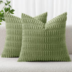 MIULEE Corduroy Decorative Throw Pillow Covers 18x18 Light Brown Pack of 2