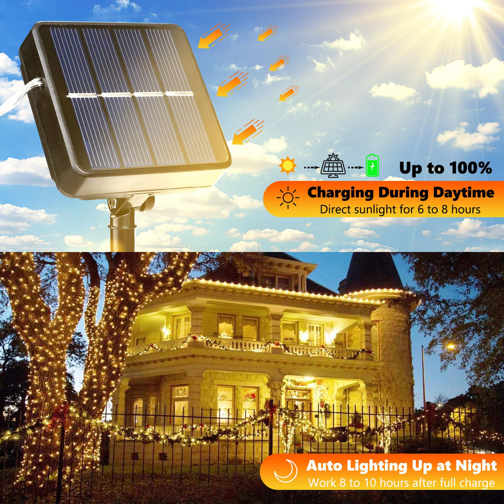 Joomer Solar Fairy Lights, 2-Pack Total 80FT 240LED String Lights, White