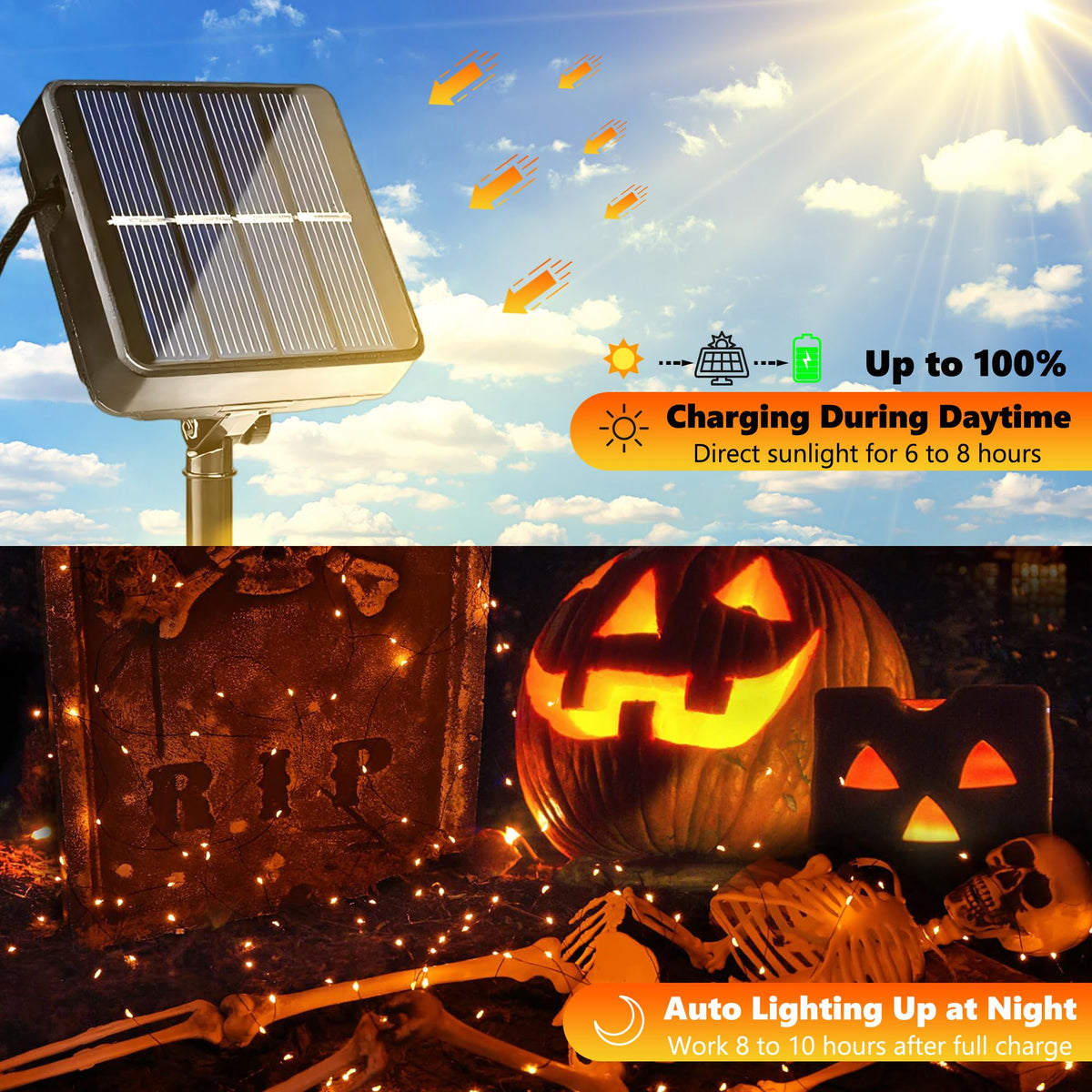 Joomer Solar Fairy Lights, 2-Pack Total 80FT 240LED String Lights, White