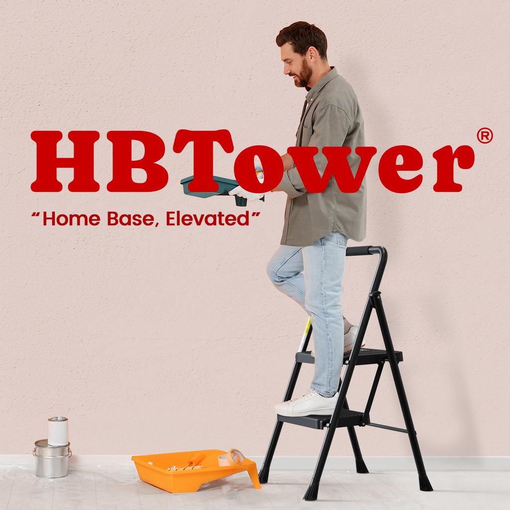 HBTower Step Ladder, Folding Step Stool with Wide Anti-Slip Pedal