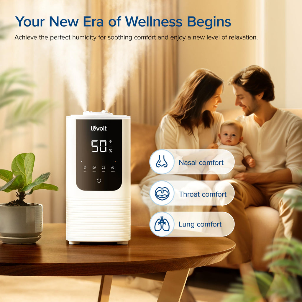 Levoit Top Fill Humidifiers for Bedroom, 2.5L Tank for Large Room, 25dB