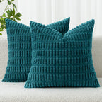 MIULEE Corduroy Decorative Throw Pillow Covers 18x18 Light Brown Pack of 2