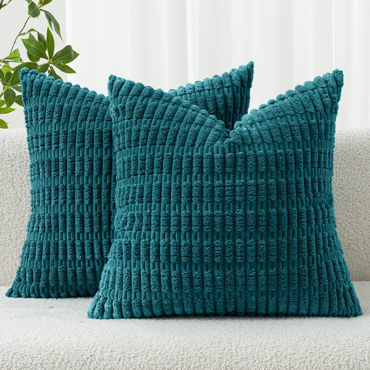 MIULEE Corduroy Decorative Throw Pillow Covers 18x18 Light Brown Pack of 2