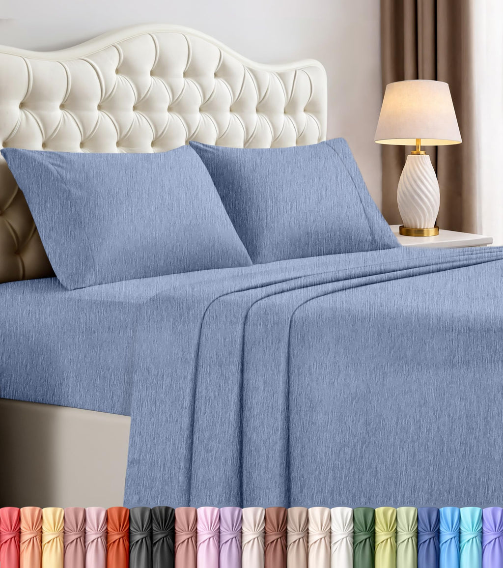 Queen Sheet Set, 4 Pieces 16" Deep Pocket Hotel Luxury Sheets, Heather Sage