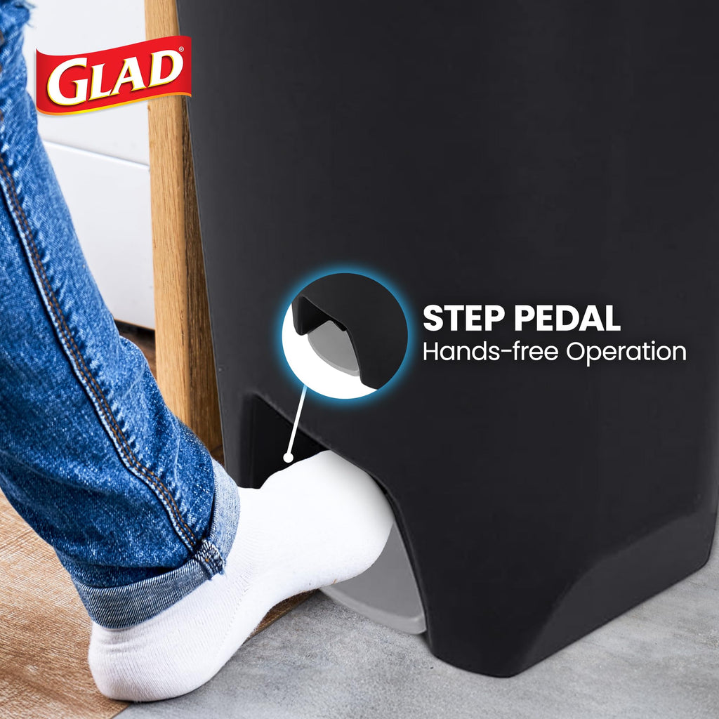 Glad Trash Can with Clorox Odor Protection | Plastic Bin, 13 Gal, Black