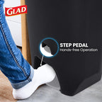 Glad Trash Can with Clorox Odor Protection | Plastic Bin, 13 Gal, Black