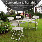 10 PACK of 8 Feet Foldable Table with Built in Handle & Steel Legs | 8 FT Heavy Duty Portable | Perfect for Party, Dining, Wedding, Events, Picnic Indoor, Outdoor, Camping, Temporary - 8 Foot