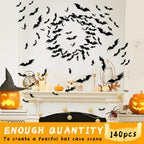 140Pcs 3D Bats Halloween Decorations Realistic PVC Wall Decor