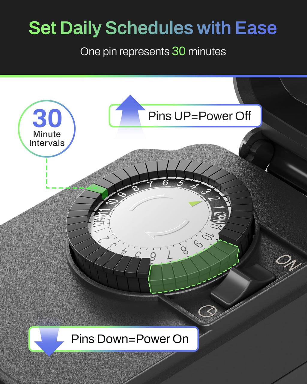 BN-LINK Outdoor 24-Hour Mechanical Timer Outlet, 2 Grounded Outlets