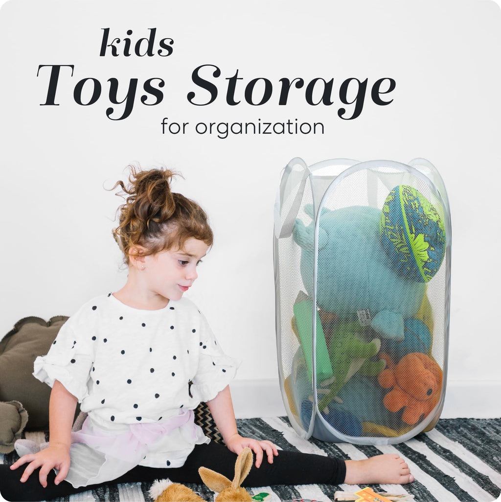 Handy Laundry Collapsible Mesh Pop-Up Hamper with Side Pocket