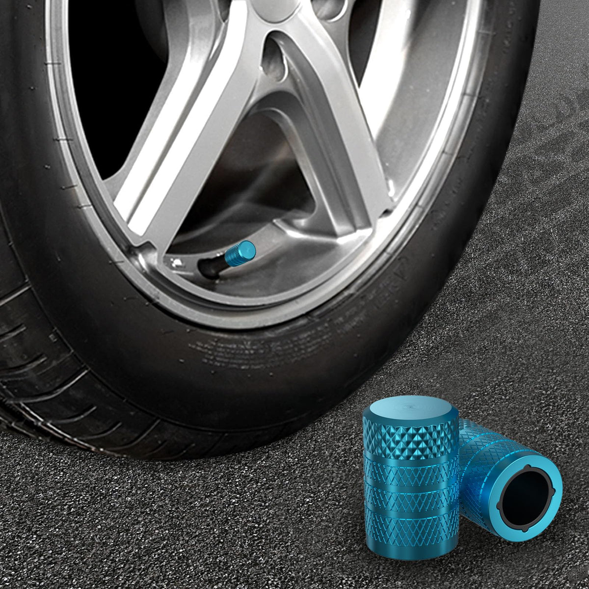 CKAuto Tire Valve Stem Caps, Aluminum Black, 4 pcs/Pack