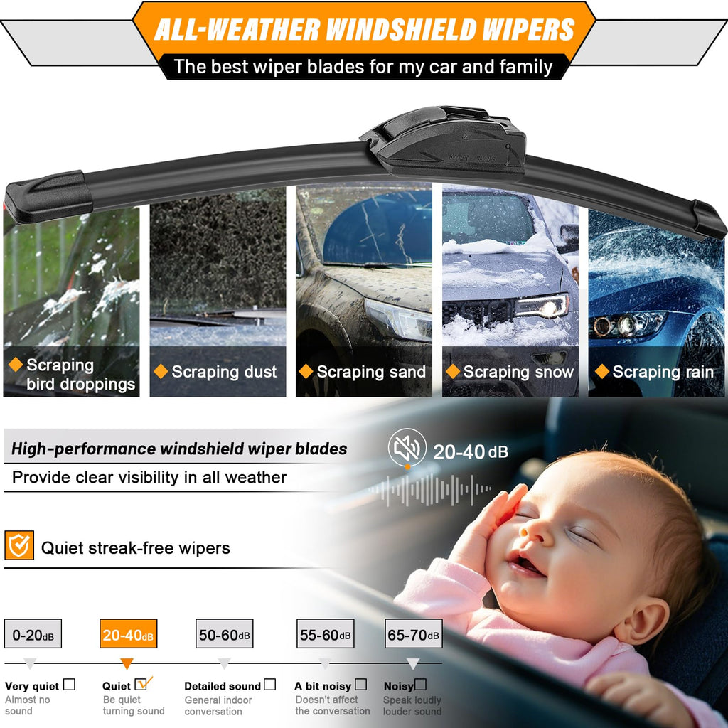 AUTOBOO Windshield Wiper Blade Replacement for Toyota RAV4 Mazda 5