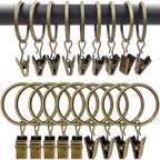 40 Pack Metal Curtain Rings with Clips, 1.5 in ID, Gold