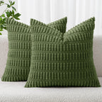 MIULEE Corduroy Decorative Throw Pillow Covers 18x18 Light Brown Pack of 2