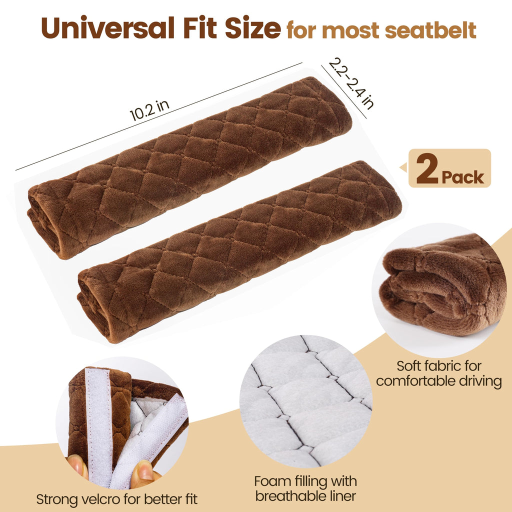 Amooca 2 Pack Seat Belt Covers Soft Shoulder Pad for Cars & Backpack