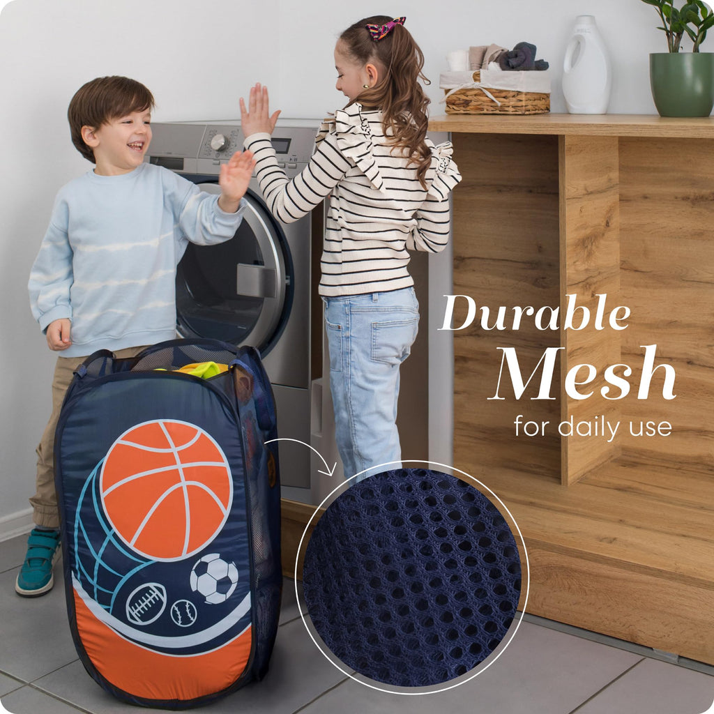 Handy Laundry Collapsible Mesh Pop-Up Hamper with Side Pocket