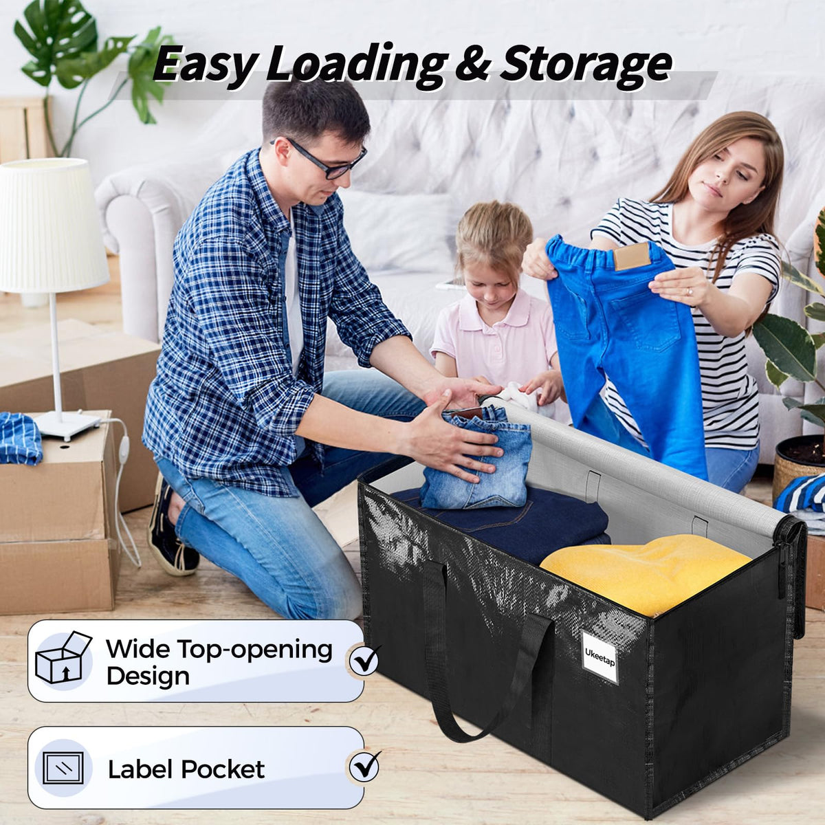 ukeetap 8 Pack Extra Large Clothes Storage Bins with Lids, Clear