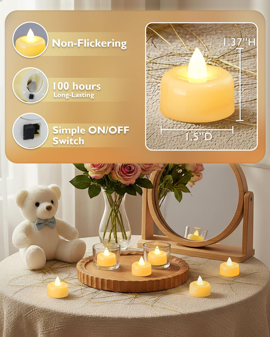 Amagic 12Pack Blue Flameless LED Tea Lights Candles Battery Operated