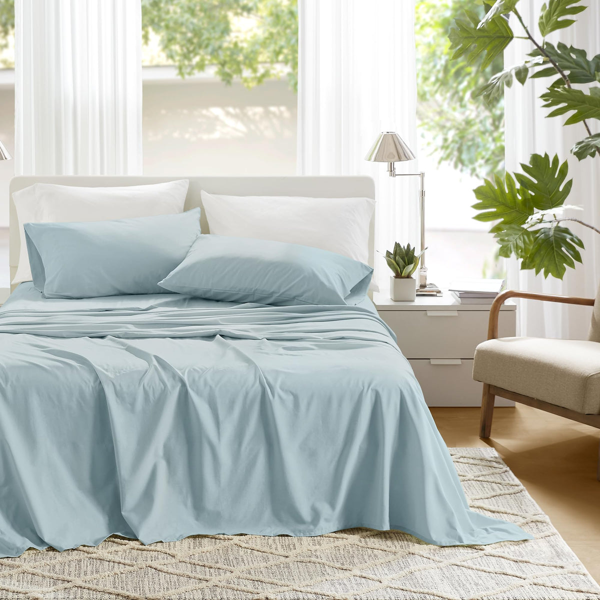Comfort Spaces 100% Cotton Percale Sheets Twin XL Size 3 Pc, Diamond Sliver