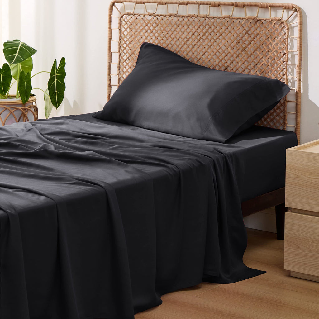 Bedsure PureWoven 100% Rayon Derived from Bamboo, Queen Sheets, 4 Pieces
