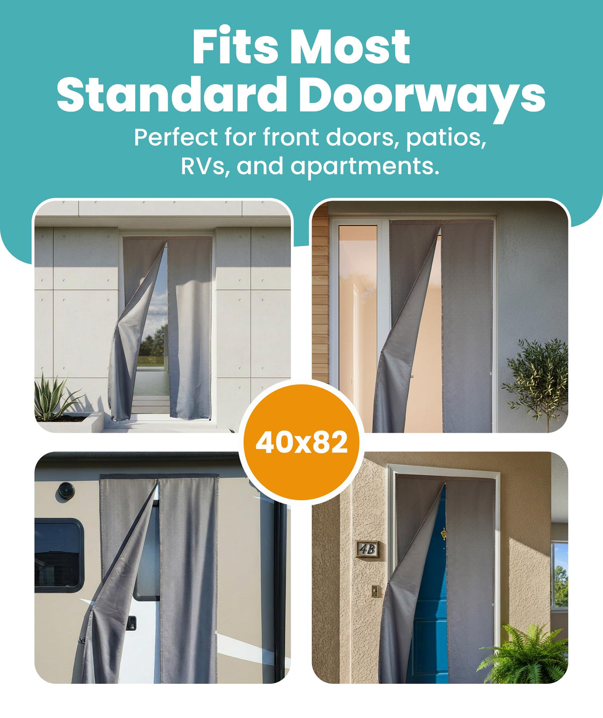 Flux Phenom Magnetic Screen Door (White) - Bugs Out, Breeze in - 9min Install Auto-Sealing Heavy Duty Double Stitched Mesh, 52 Magnets, Hands Free Patio Doors Net, Pet & Kid Friendly, 38 x 82 Inch