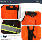 JKSafety Safety Vest for Men Women Hi Vis Reflective Vest JK220 PurpleB S