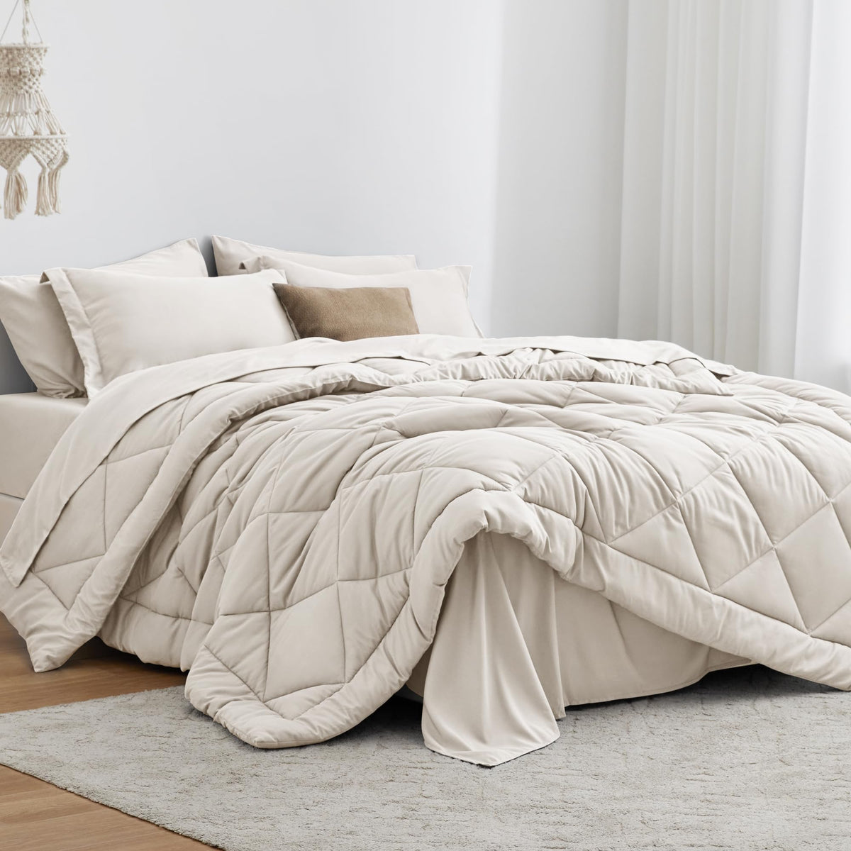 Love's cabin Twin Comforter Set, 5 Pieces Bed in a Bag, Aqua