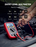AstroAI Digital Multimeter Tester with Capacitance, 2000 Counts DC AC Voltmeter and Ohm Volt Amp Meter; Measures Voltage, Current, Resistance, Capacitance, Continuity and Diode, Orange