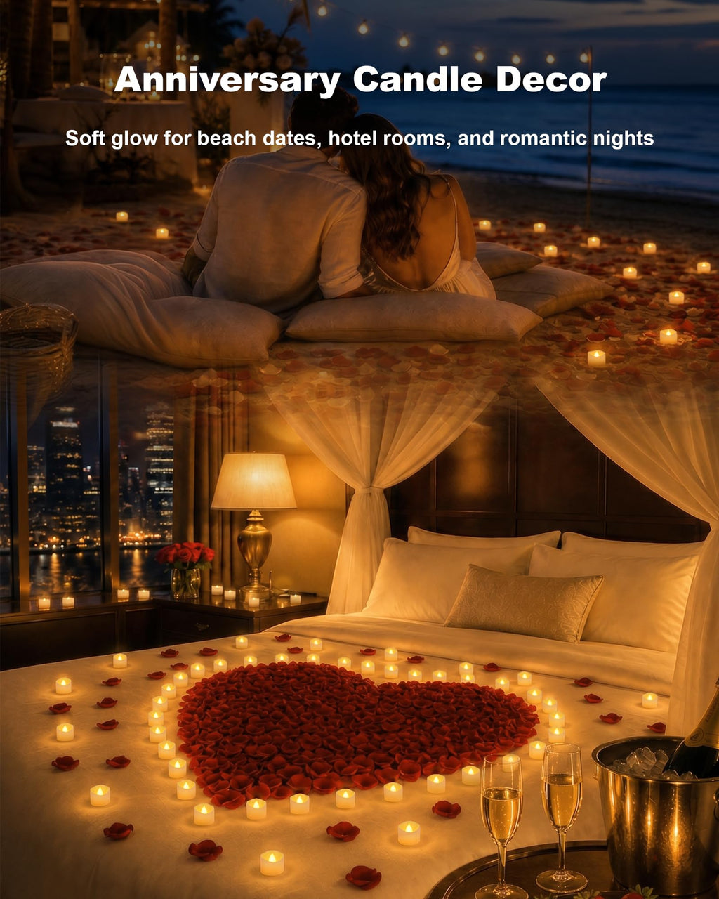 Homemory 12-Pack Battery Tea Lights with Timer Built in, Auto-On 6H Daily
