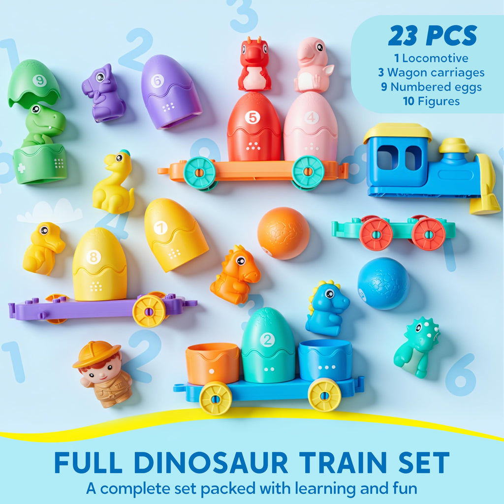 Play-Act Learning Toys for 1 2 3 Years Old, Counting, Matching & Sorting Montessori Learning Farm Train Including 9 Farm Animals, Birthday Gift for Baby Boys Girls