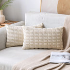 MIULEE Corduroy Decorative Throw Pillow Covers 18x18 Light Brown Pack of 2