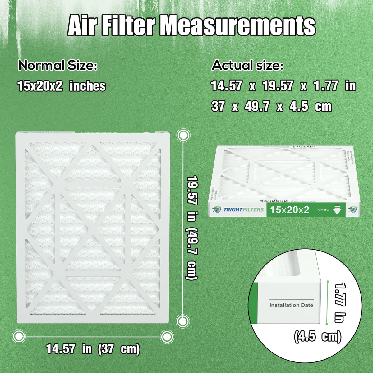 TRIGHTFILTERS 14x20x1 Air Filter 4 Pack, MERV 8 Filter Replacement