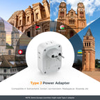 TESSAN European Travel Plug Adapter 2 Pack, Type C Plug