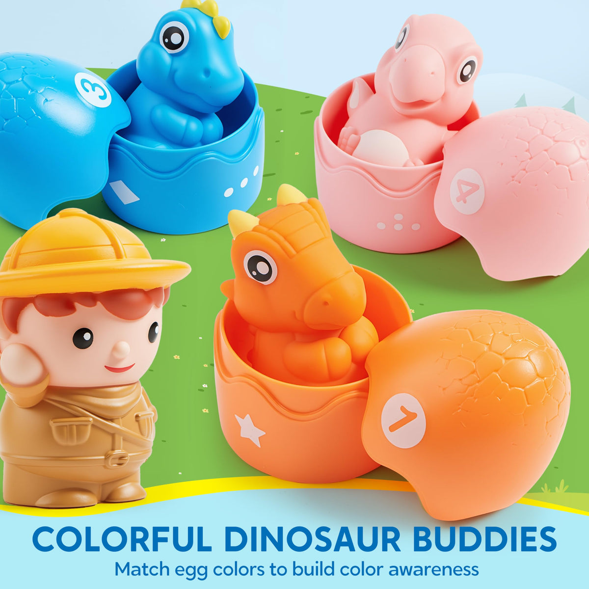 Play-Act Learning Toys for 1 2 3 Years Old, Counting, Matching & Sorting Montessori Learning Farm Train Including 9 Farm Animals, Birthday Gift for Baby Boys Girls