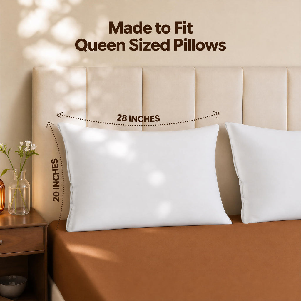 Set of 2 Pillow Protectors with Zipper Standard Size, Pillow Covers