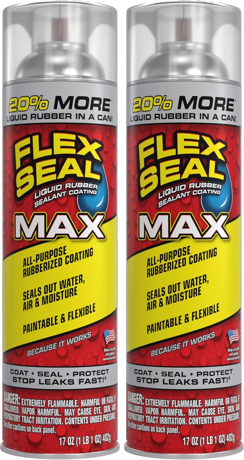 Flex Seal Spray Rubber Sealant Coating, Waterproof, Clear, 17 oz, 2-Pack