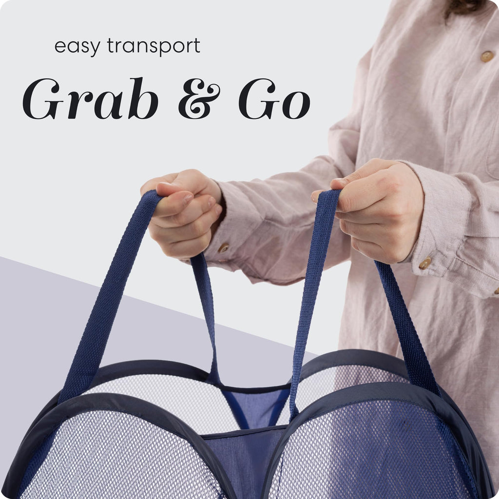 Handy Laundry Collapsible Mesh Pop-Up Hamper with Side Pocket