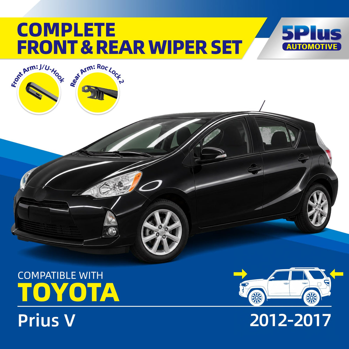 5 PLUS Custom-Fit Wipers fits Toyota RAV4 2001-2005 Windshield Wipers