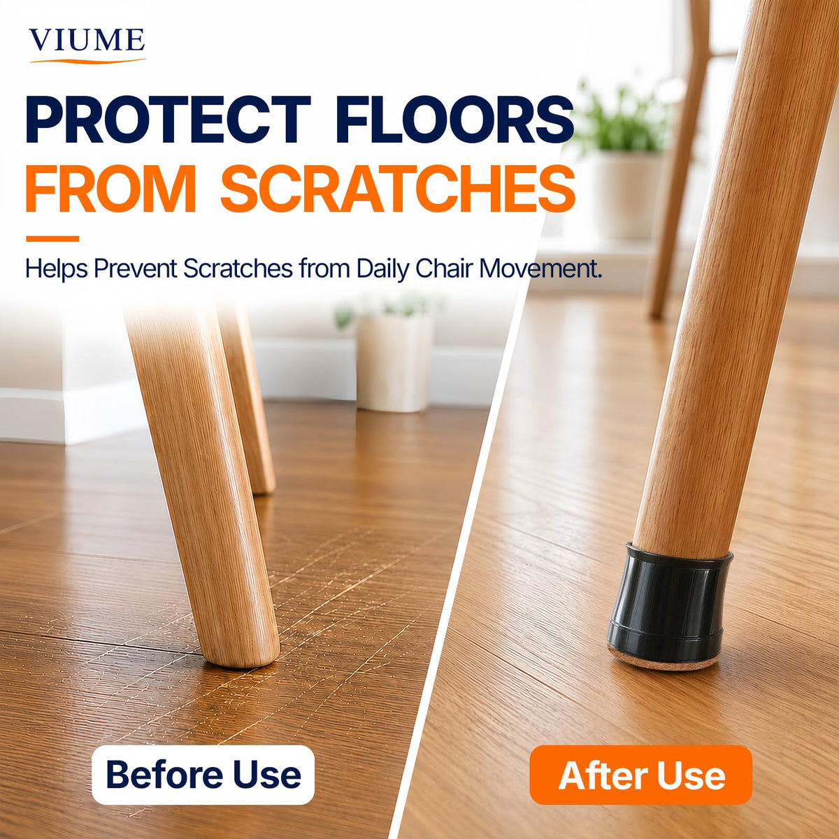 VIUME 24 Pcs Chair Leg Floor Protectors for Hardwood Floors Round