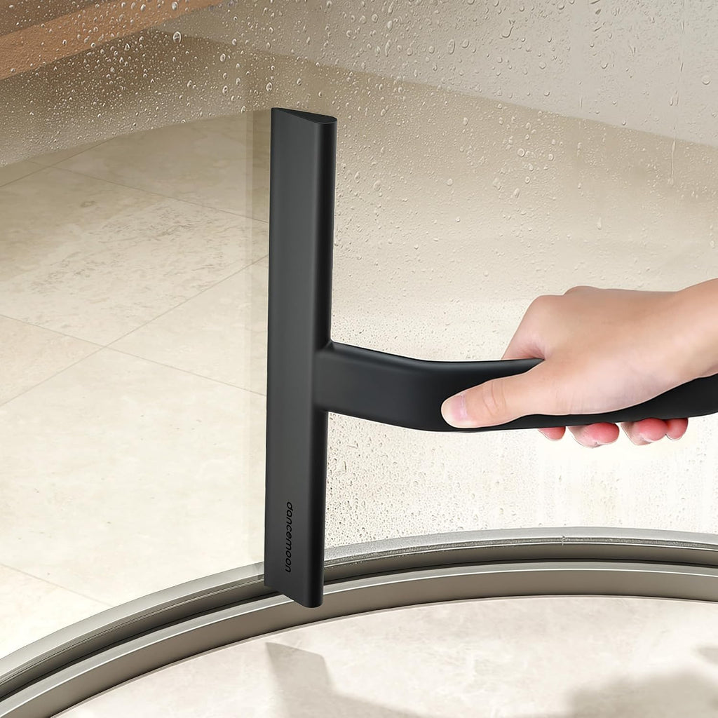 dancemoon JustHang Shower Squeegee with Built-in Hook, 10-Inch Black
