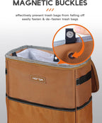 HOTOR Car Trash Can, Leakproof Car Organizer, 2-Gallon, Brown